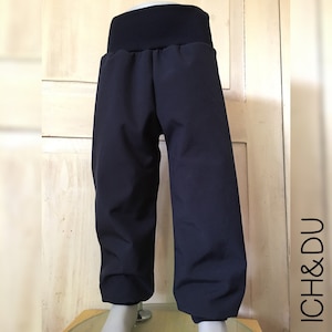 Softshell trousers, outdoor trousers, thermal trousers, lined trousers, child trousers, handmade ICH&DU dark blue boys