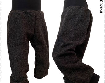 Wollwalkhose Wollhose Hose Pumphose Walkhose Kind Jungen Mädchen handmade antrazid Outdoorhose Thermohose