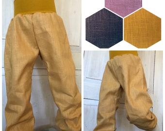 Linen trousers Leinenbux summer trousers pump trousers basic yellow blue pink boys ICH&DU girls handmade