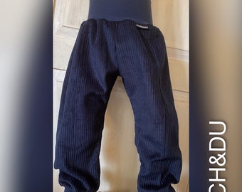 Wide corduroy pants corduroy pants Pump pants child pants dark blue boys ICH&DU girl Handmade