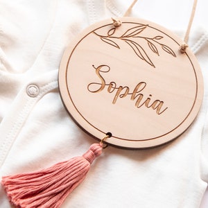 Targhetta per cameretta bambini, regalo personalizzato per nascita o battesimo, targa in legno per porta
