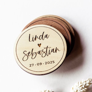 Personalized wedding gift, Save the Date magnet made of wood