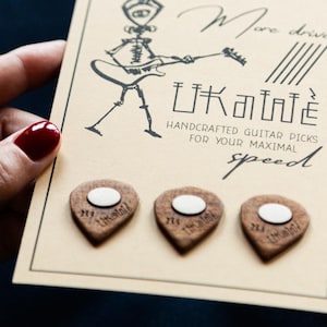 Guitar Pick made of wood, gift for musicians personalized guitar picks set of 3
