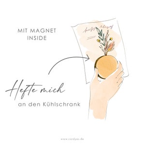 Holzvase mit Mini Trockenblumen kleines Geschenk Kühlschrankmagnet Bild 2