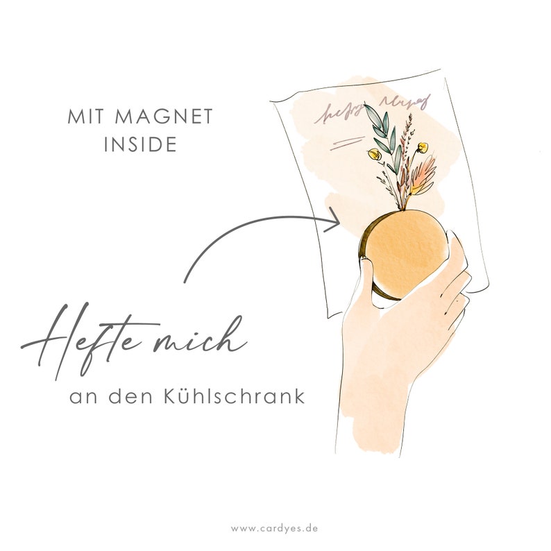 Holzvase mit Mini Trockenblumen kleines Geschenk Kühlschrankmagnet Bild 2