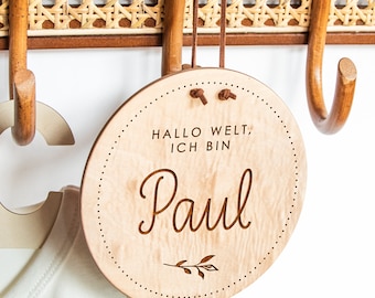 Namensschild für das Kinderzimmer aus Holz, Geschenk zur Geburt oder Taufe