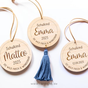Écolier 2025, pendentif cône d'école porte-nom, pendentif en bois personnalisé