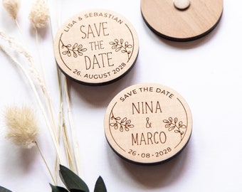 Save the date magnet, wooden wedding invitation
