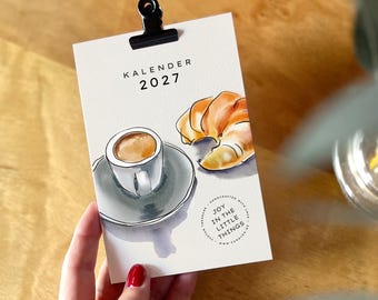 Mini Tischkalender 2027 Kaffeeliebhaber kleines Geschenk