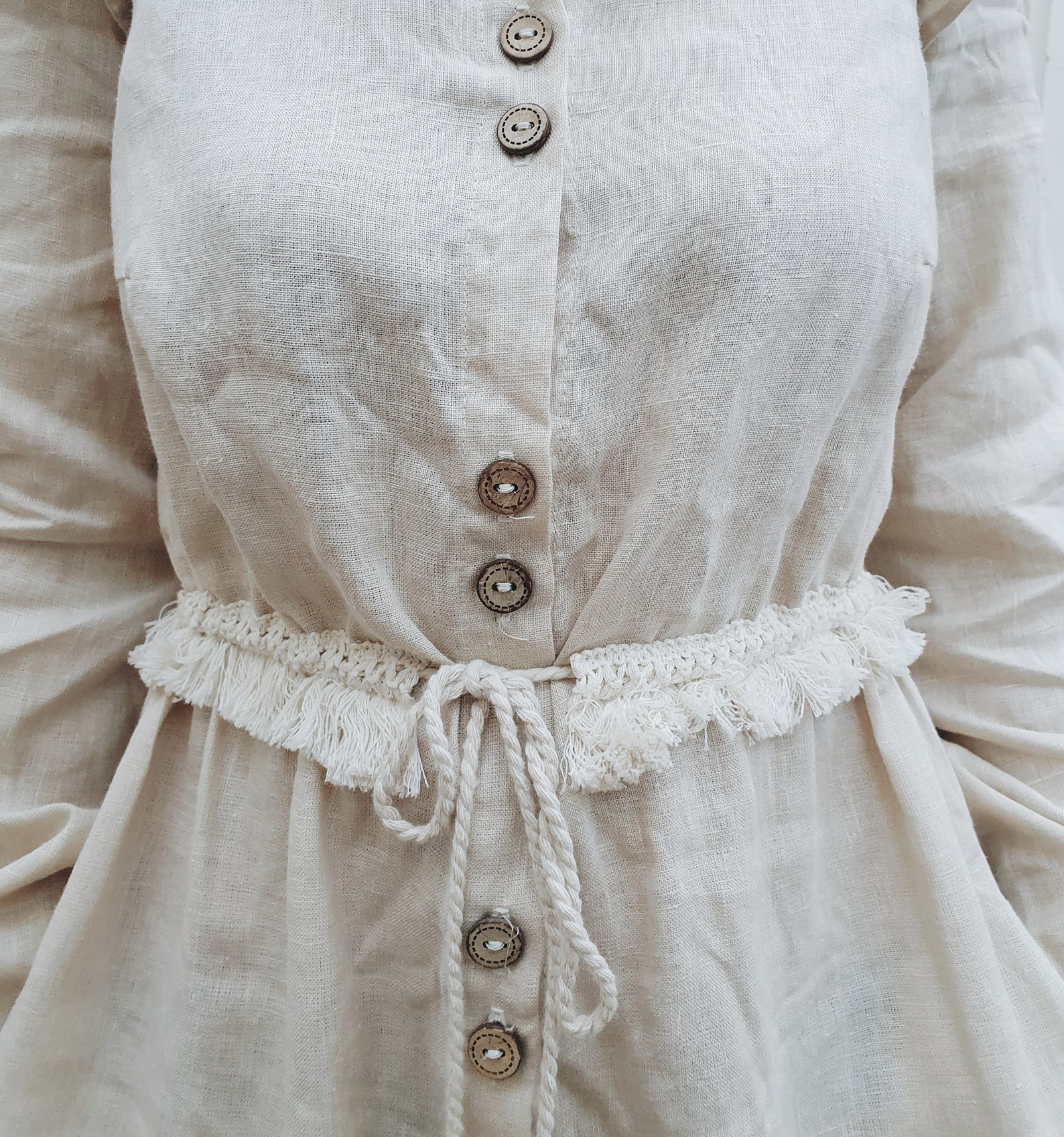 Peasant dress linen long dress buttons down Prairie linen Etsy