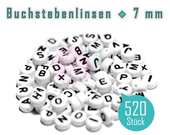 Buchstabenperlen 7 mm weiß schwarz 520 Stück