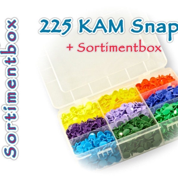 KAM Snap Box - 225 Snaps T3 o. T5, 9 aus 32 Farben