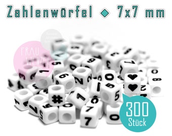 Zahlenwürfel 7x7 mm weiß schwarz 300 Stück