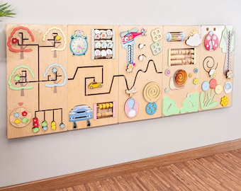 Daycare Sensory Boards Pastel palette, Activity wall panel for childcare facilities Pediatric waiting room furniture  Autism, ADHD