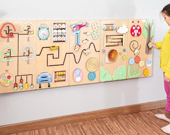 Learning wall panel for sensory room or preschool classroom in pastel colors Busy board for fine motor skills and kids developing