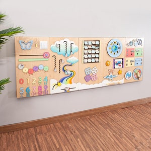 Montessori Busy Board: Pastel Sensory Wall Activity for Kids