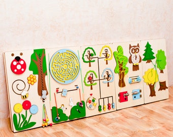 Montessori activity board for lobby kindergarten Forest theme Woodland busy board Sensory wall toy for school space Kid's indoor playground