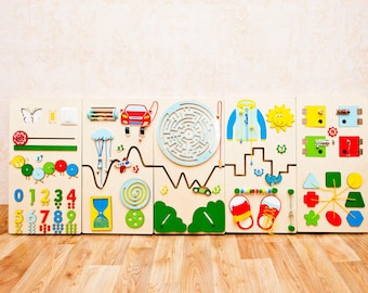 Wall toy for toddlers kids play area Special needs activity board Tactile panel set Lobby decor idea for kids & family restaurants