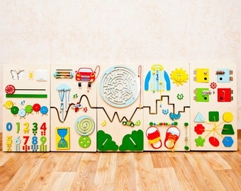 Wall toy for toddlers kids play area Special needs activity board Tactile panel set Lobby decor idea for kids & family restaurants