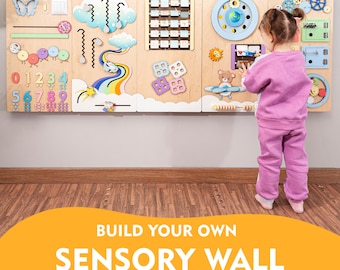 DIY Pastel Sensory Wall 16ft: Custom Montessori Activity Board for Playrooms, public children waiting areas, clinics and schools