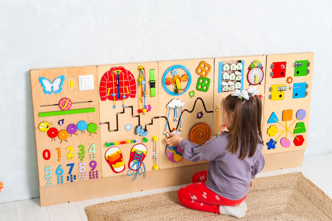 Busy Board Set Montessori Furniture for Kids Room Montessori Etsy