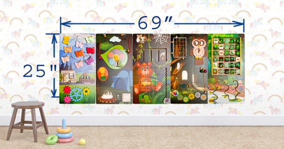 Waiting Room Toys Activity Panel Sensory Wall Montessori Furniture Custom Busy Board With A Camping Theme Playroom Design