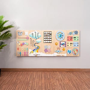 Pastel Sensory Wall Panel: Montessori Busy Board for Playroom