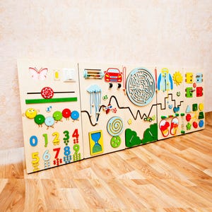 Sensory solution for pediatric waiting room or dental office tactile wall Toddler busy board Educational wall toy for kids playroom