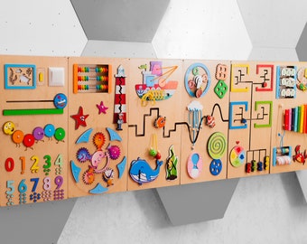 Set da parete sensoriale di 6 pezzi con xilofono Tavola occupata di grandi dimensioni per lo spazio dei bambini Tavola attività a tema oceano Design della sala d'attesa