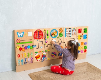 Conjunto de painel sensorial Montessori para quarto infantil, jogo tranquilo Montessori para crianças pequenas, brinquedo educativo, materiais Montessori, cubo sensorial.