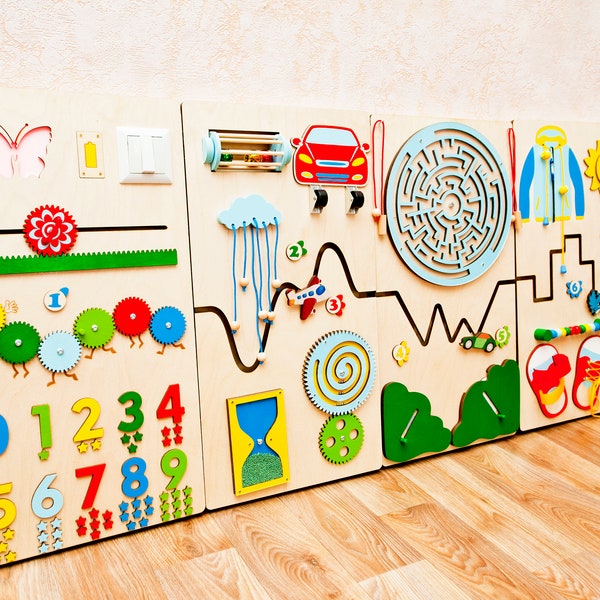 Sensory solution for pediatric waiting room or dental office tactile wall Toddler busy board Educational wall toy for kids playroom