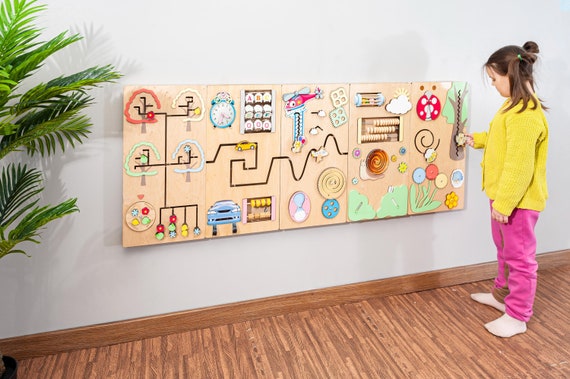 Educational Motor Skills Toys Montessori – 8-in-1 Wooden Activity Panel ...