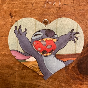 Lilo and Stitch Disney Inspired Wooden Hanging Heart Plaque