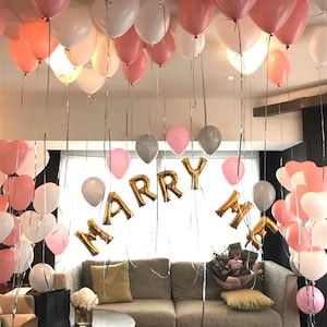 Marry Me Balloon Set in Rose Gold/ Gold/ Silver | Surprise Proposal Decor | Marriage Proposal Ideas | Surprise Proposal Idea