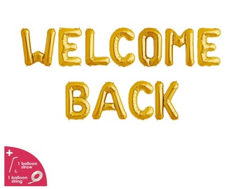 Back to School Welcome Back Gold Glitter Banner for Welcome Home Home Party Decoration Back from Hospital Sign Retiring from The Army Homecoming