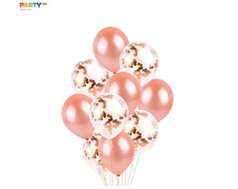 Rose Gold Confetti Balloon Bouquet for Engagement Party | Bridal Shower Rose Gold Balloon Decoration | Bachelorette Party Balloon Decoration