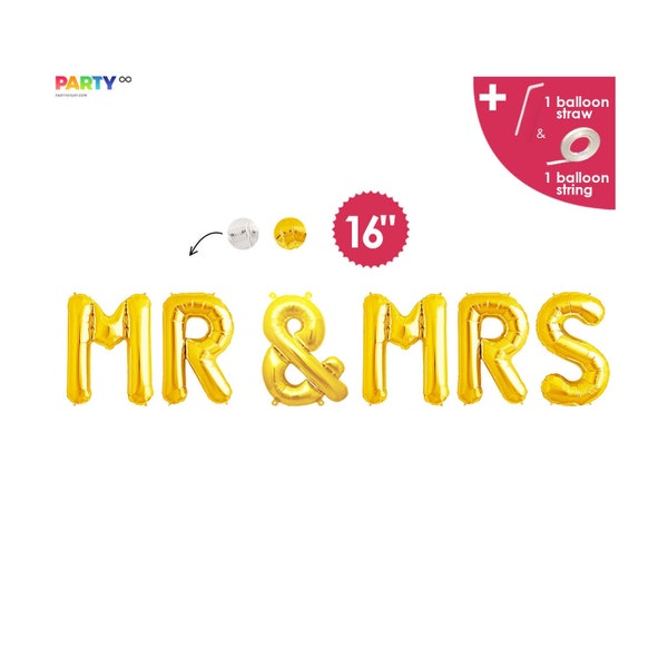 Mr and Mrs Balloons Banner | Wedding Engagement Venue Decor |  Wedding Photo Props - Engagement Photo Balloons |