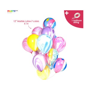 Marble Balloon Bouquet: 7-Color Latex Party Decorations