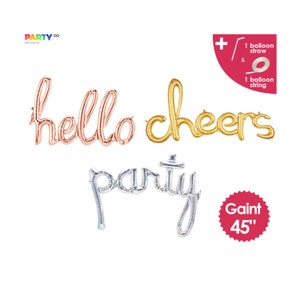 Script Letter Balloons | Balloon Banner | Hello/Cheers/Party | Hello Script Balloons | Hello Balloon Banner