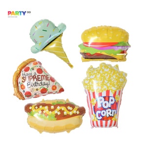 Foodie Favors | FOODIE PARTY TIME Balloon | hamburger/Icecream/hot dog/popcorn/pizza balloon | Movie Night decorations