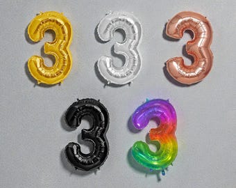 Giant Jumbo Number 3 Balloon: 40-inch 3rd Birthday Anniversary Party Decor
