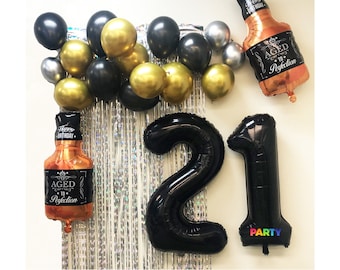 Black and Gold 21 Birthday Decoration | Legal AF 21st | Black Theme 21st Birthday | Cheers to 21 | Black Theme Birthday ideas