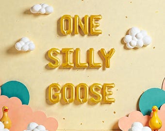 One Silly Goose Balloon Banner: First Birthday Party Farm Animal Themed Decor