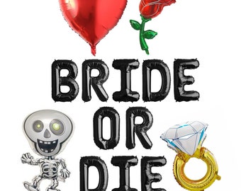 Bride or Die Balloon Banner | Halloween Bachelorette Party Decorations Banner/Sign