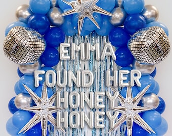 She Found Her Honey Honey Balloon Garland Set | Mama Mia She Found Her Honey Honey Blue Disco Mediterranean Theme Bridal Shower