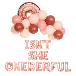 Isn't She Onederful Balloon Banner | Retro Rainbow 1st Birthday Party Balloons Garland | 1st Birthday Decorations for Girl