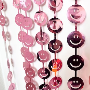 Pink Smiley Curtain Backdrop | One Happy Dude Birthday Party Decoration  | Rose Gold Smiley Backdrop Happy Pastel Birthday Party Decorations