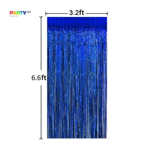Dark Blue Fringe Streamer Backdrop: Photo Booth Curtain (6.6 ft x 3.2 ft)