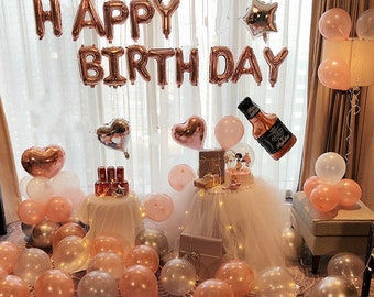 Rose Gold Happy Birthday Decoration Rose Gold 21st Birthday Etsy