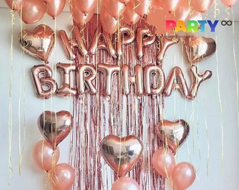 Rose Gold Happy Birthday Decoration Rose Gold 21st Birthday Etsy